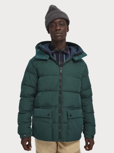 PrimaLoft® down mid-length hooded jacket | Scotch & Soda