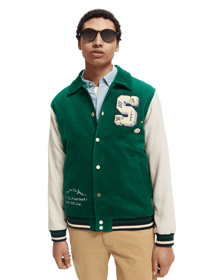 Corduroy college jacket with wool-blend sleeves | Scotch & Soda